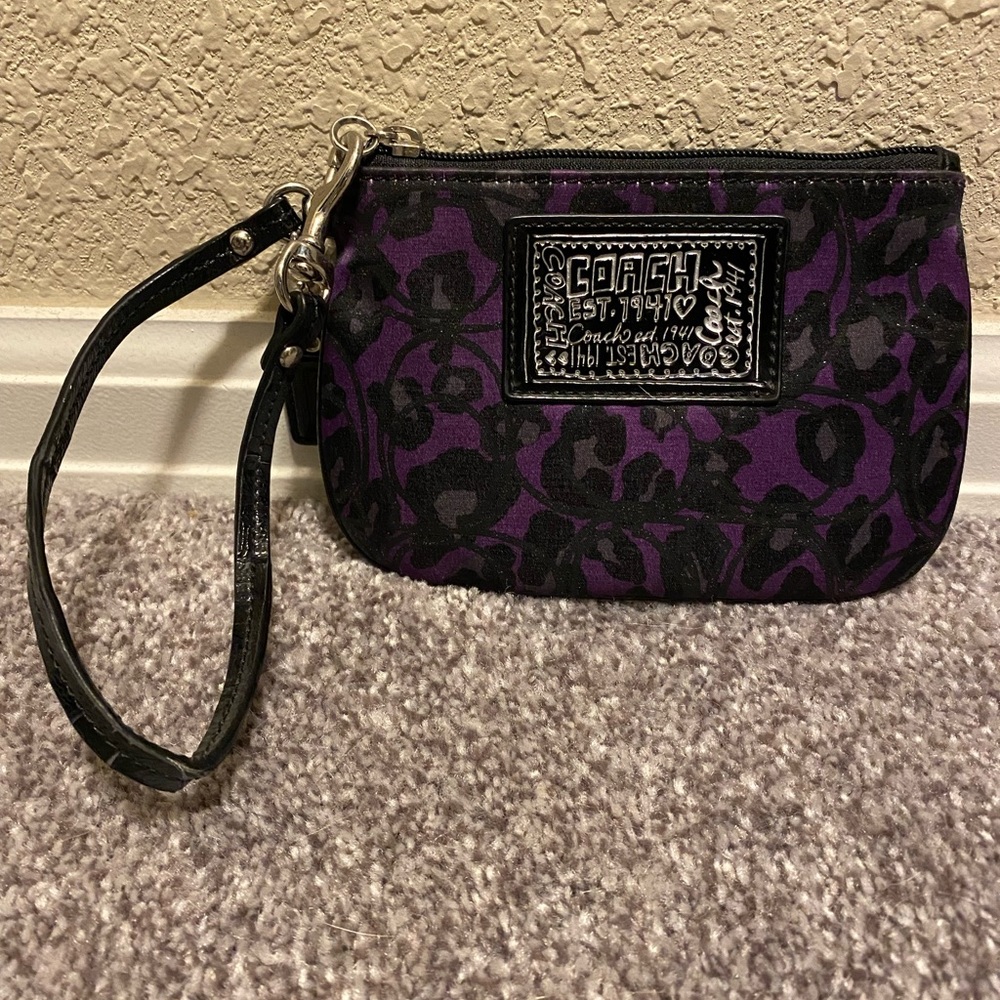Purple coach wristlet wallet
